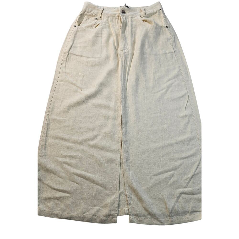 NWT Front Slit Skirt Antique White WeWoreWhat linen blend small neutral modest